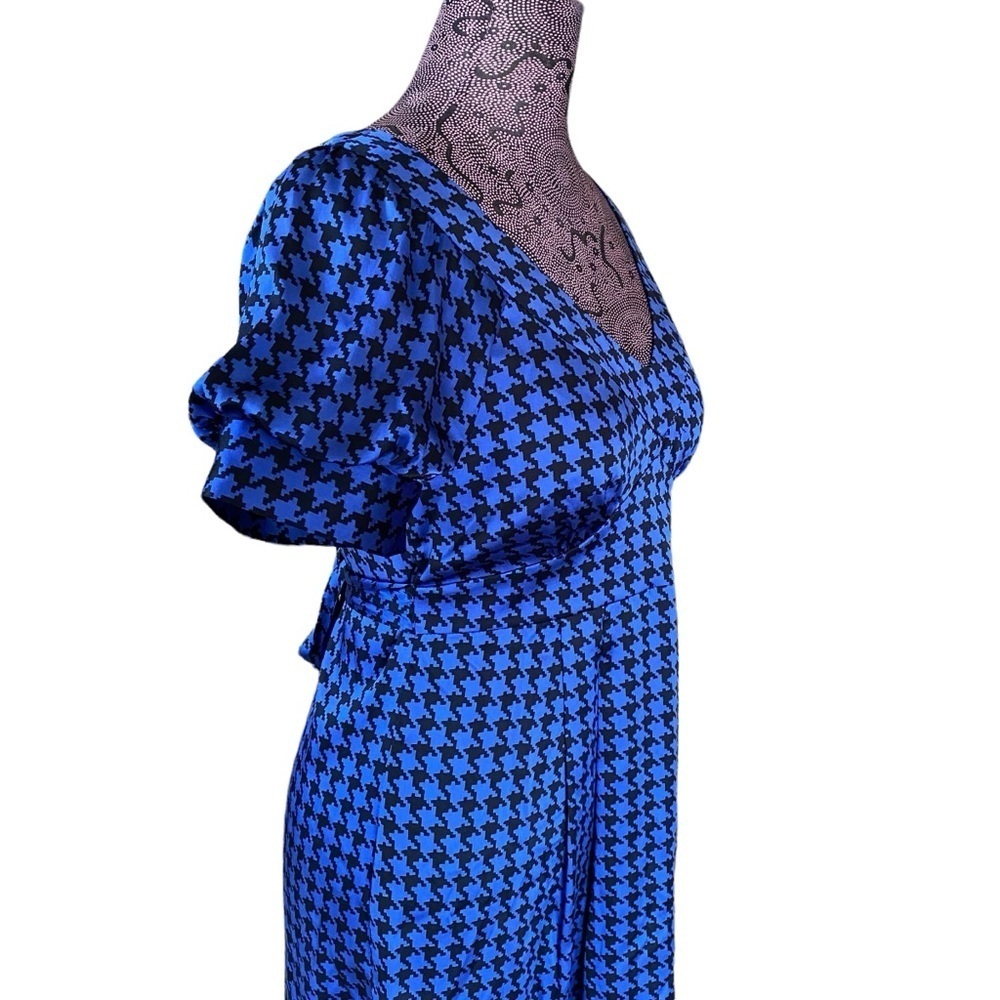 Y2K Vintage Betsey Johnson Sz 6 Silk Blend Houndstooth Dress - Picture 3 of 6